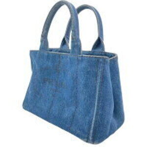 Prada Canapa Denim Tote Handbag Blue Shoulder Strap